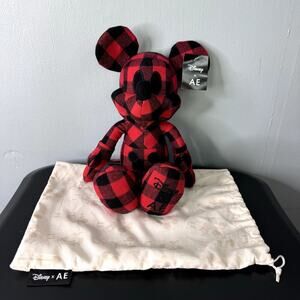 Disney X AE Mickey Mouse American Eagle Special Edition Red Buffalo Plaid Plush